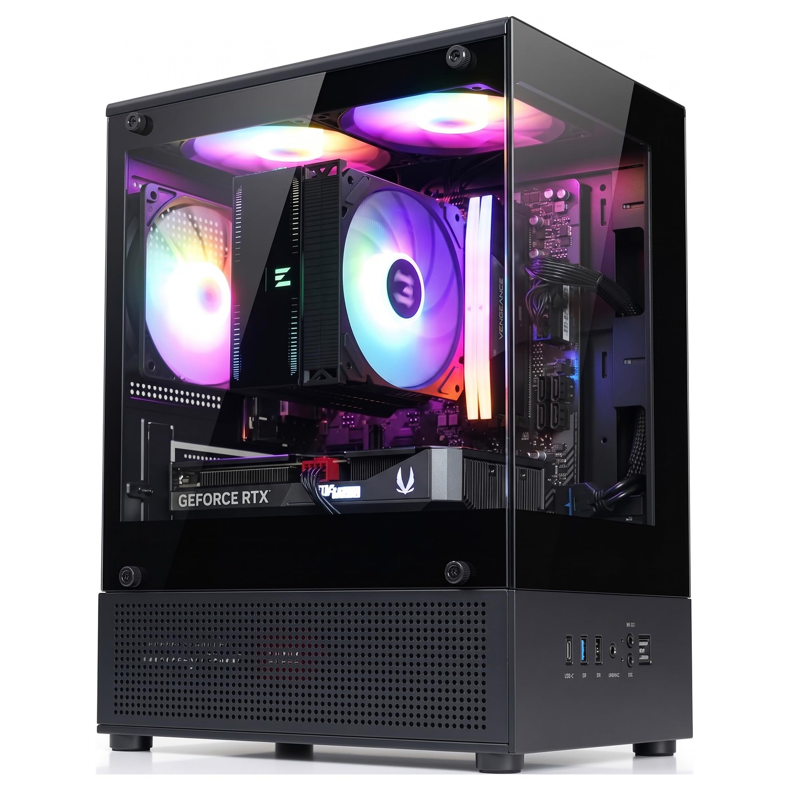 CUBIXG MicroATX MATX Compact Mini Tower Gaming PC Case, Black
