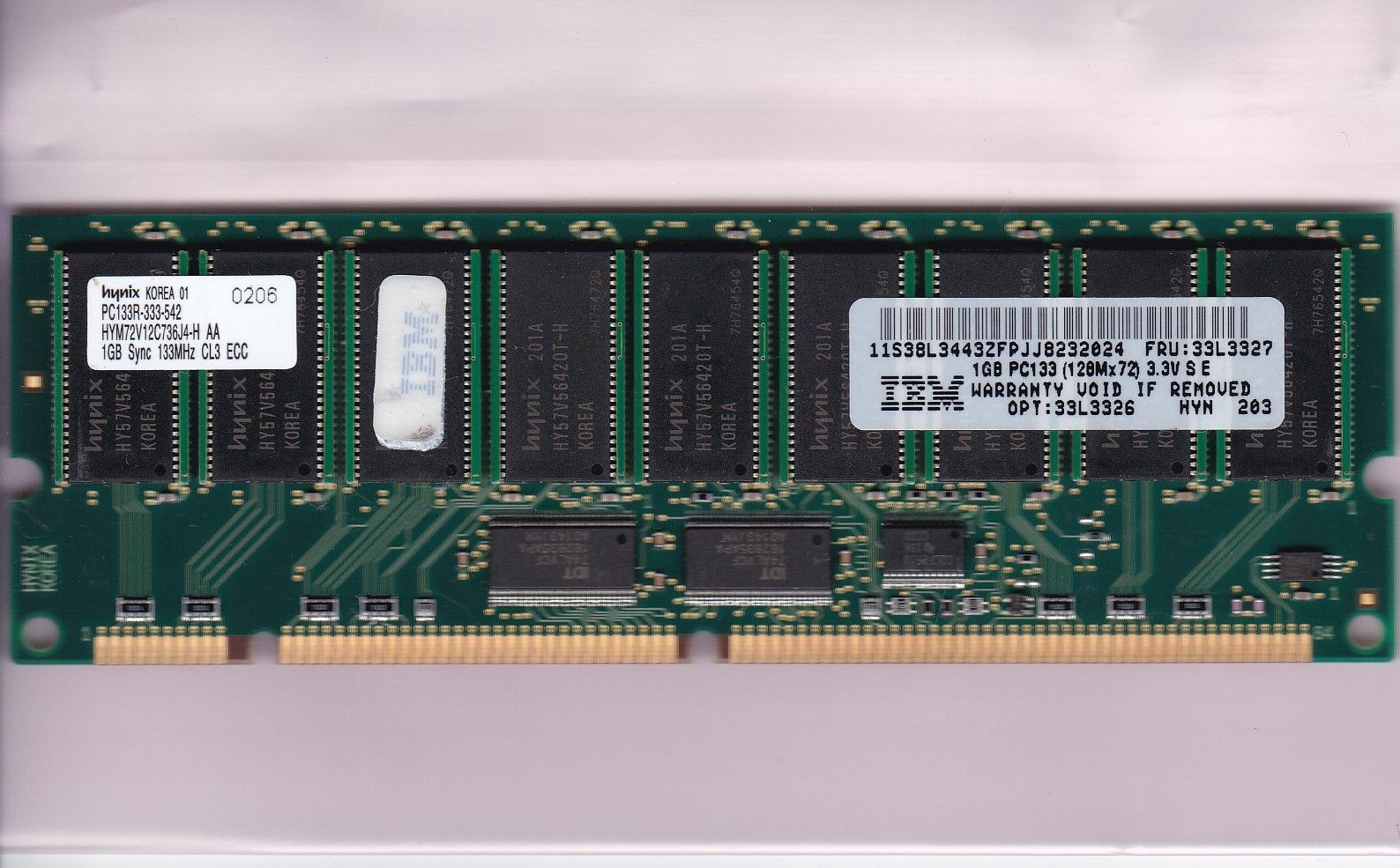 1GB PC-133 HYNIX HYM72V12C736J4-H AA IBM 33L3326 33L3327 PC133 ECC REG STICK