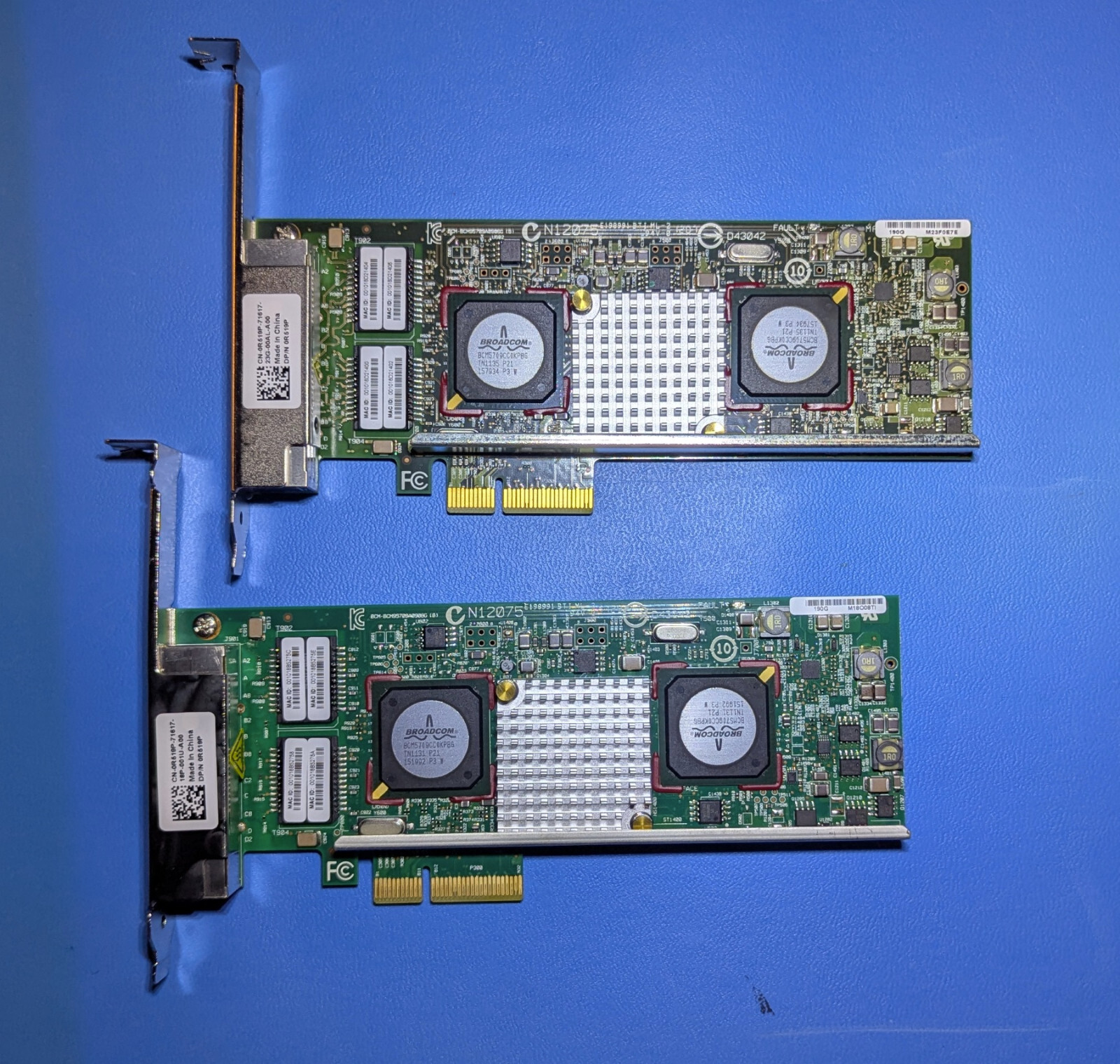 Pair of Dell 0R519P / Broadcom 5709 Quad-Ports 1Gbps Network Interface Cards