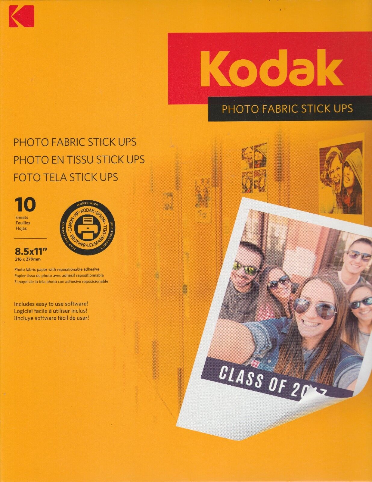 KODAK Photo Fabric Paper Stick Ups Repositionable Adhesive Inkjet Print 8.5x11