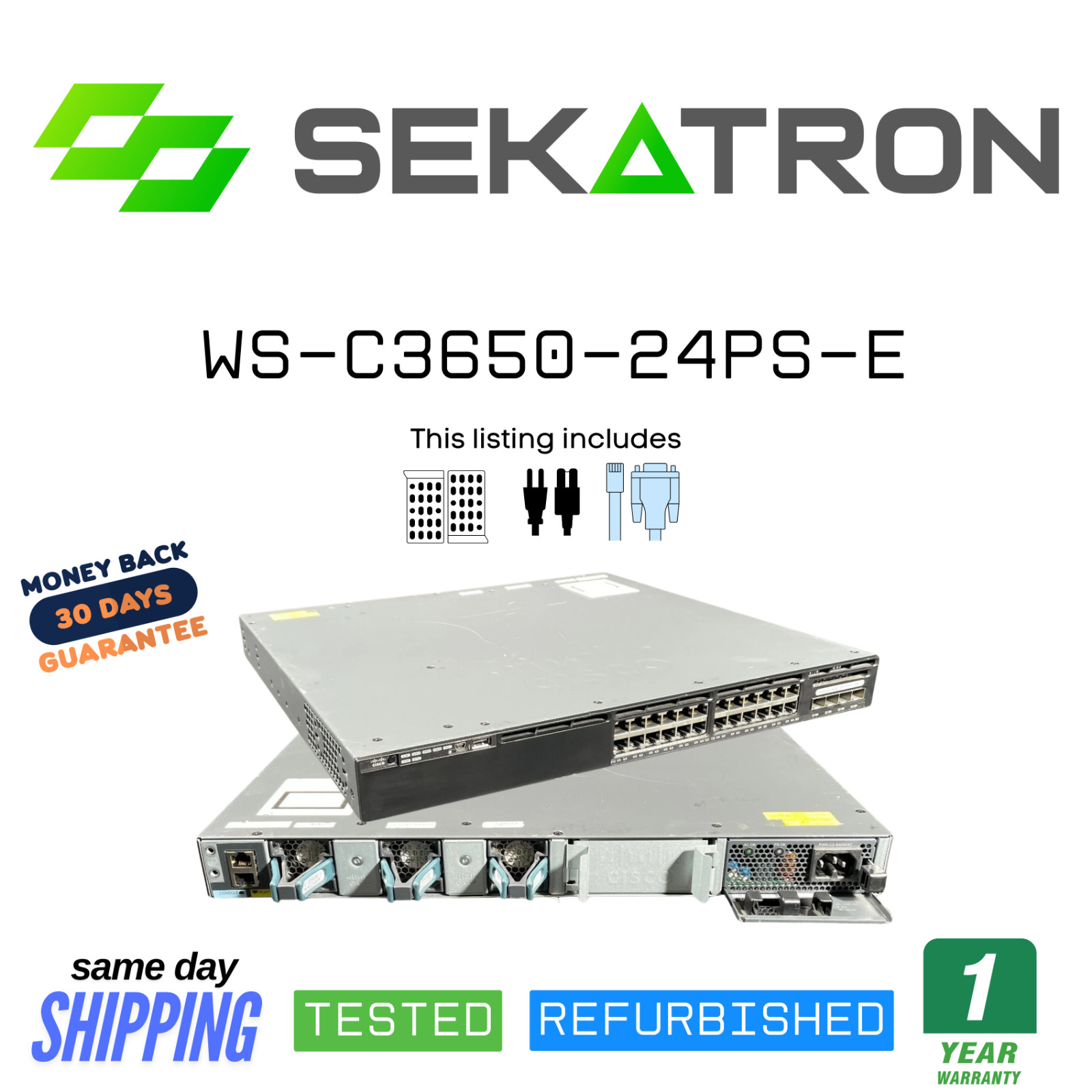 🔀 Cisco WS-C3650-24PS-E • 24× PoE+ Gigabit • IP Services ⚡FastShip