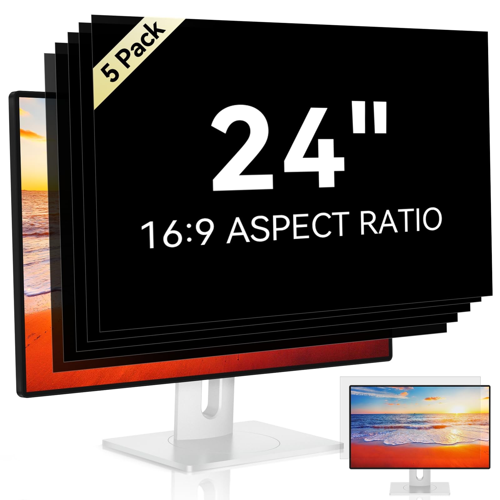Mamol [5-Pack] 24 Inch 16:9 Computer Privacy Screen Filter for Monitor - Privacy