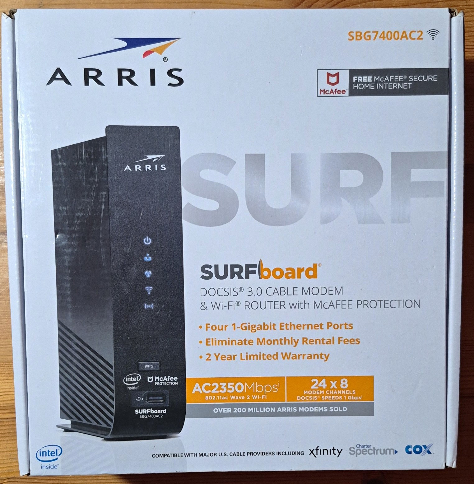 ARRIS SURFboard SBG7400AC2 DOCSIS 3.0 Dual-Band AC2350 24x8 4-Port SEALED BOX