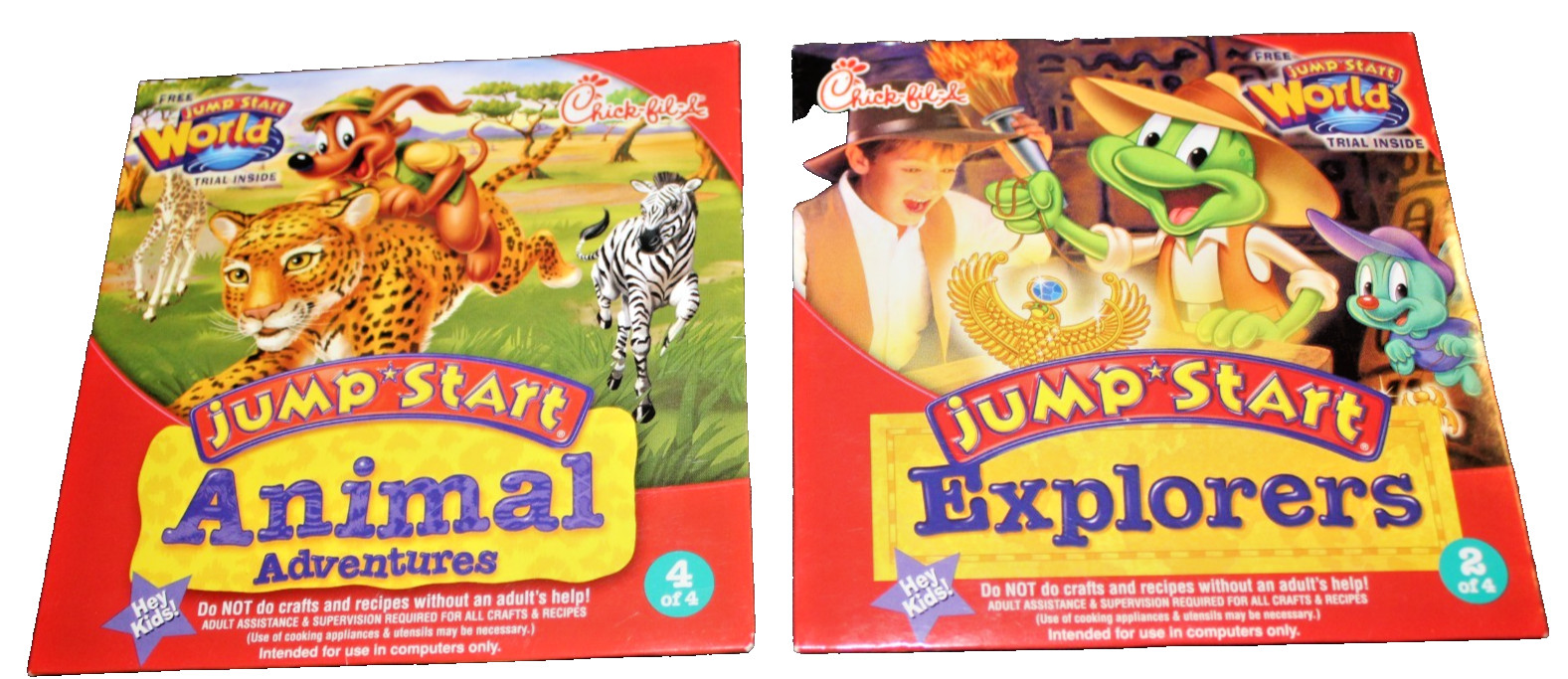 Jump Start World Explorers/ Animal Adventures 2007 PC Games Chick-Fil-A 2/4 4/4