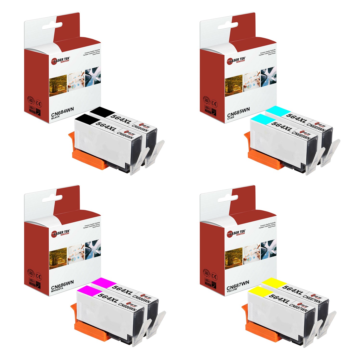 8Pk LTS 564XL BCMY HY Compatible for HP DeskJet 3070a 3520 eAIO 3521 3522 Ink