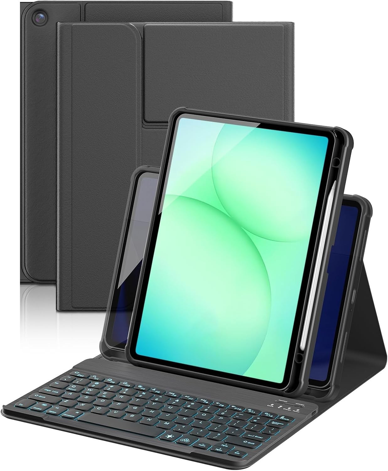 Case for Galaxy Tab A11 Plus 11-Inch, 360 Rotating Cover with Backlit Keyboard