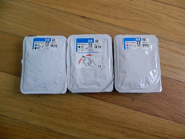 GENUINE SET 3 HP 72 PRINTHEADS DESIGNJET T610 T1100 C9380A C9383A C9384A NEW