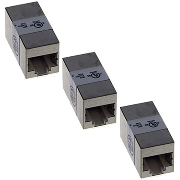 3x Cat5e RJ45 Female to Female Ethernet Shielded Coupler Straight Cable Extender