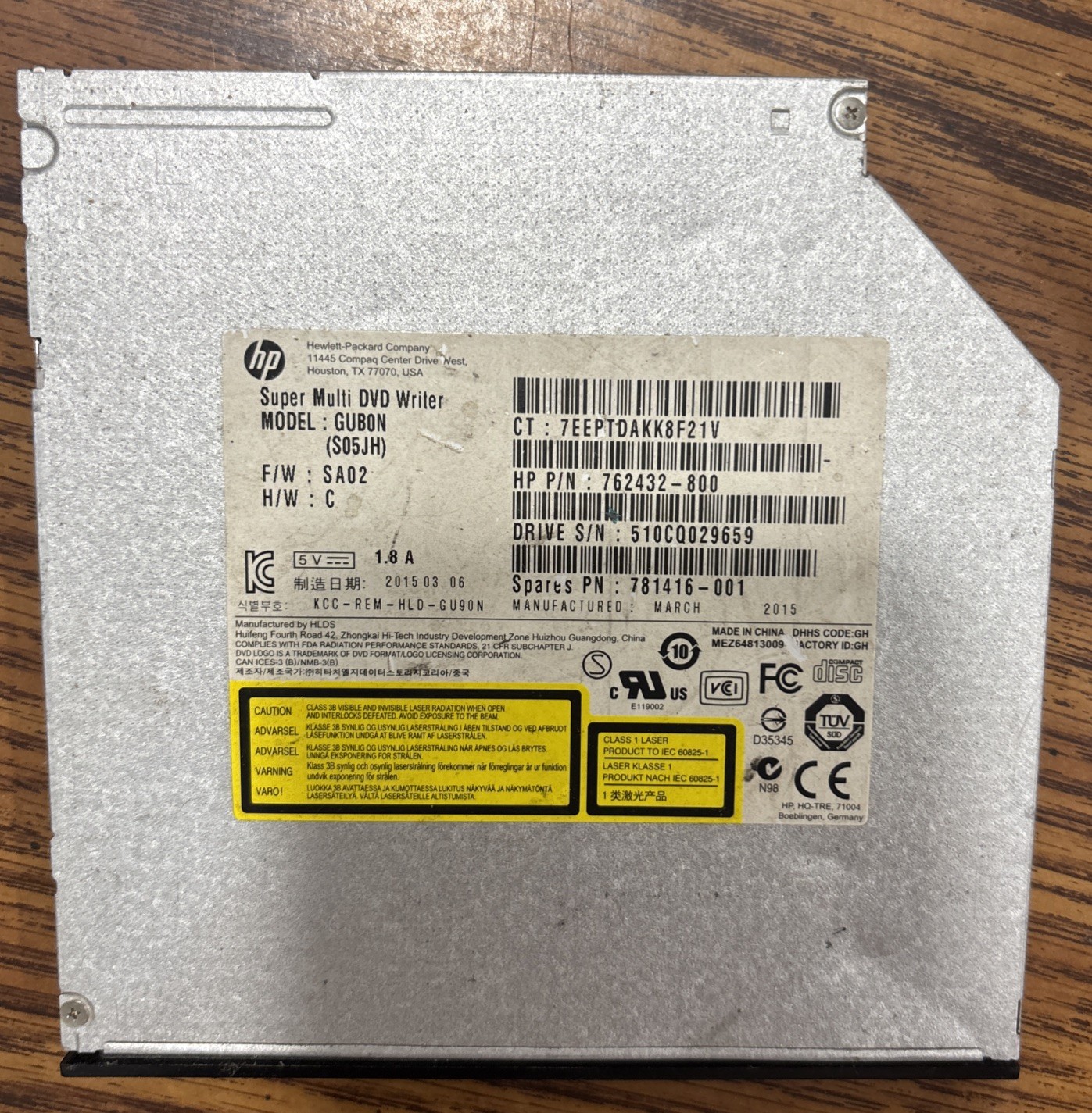 ORIGINAL HP 17-P161DX 17.3 DVD CD DRIVE RW BURNER CD GUB0N PN:781416-001