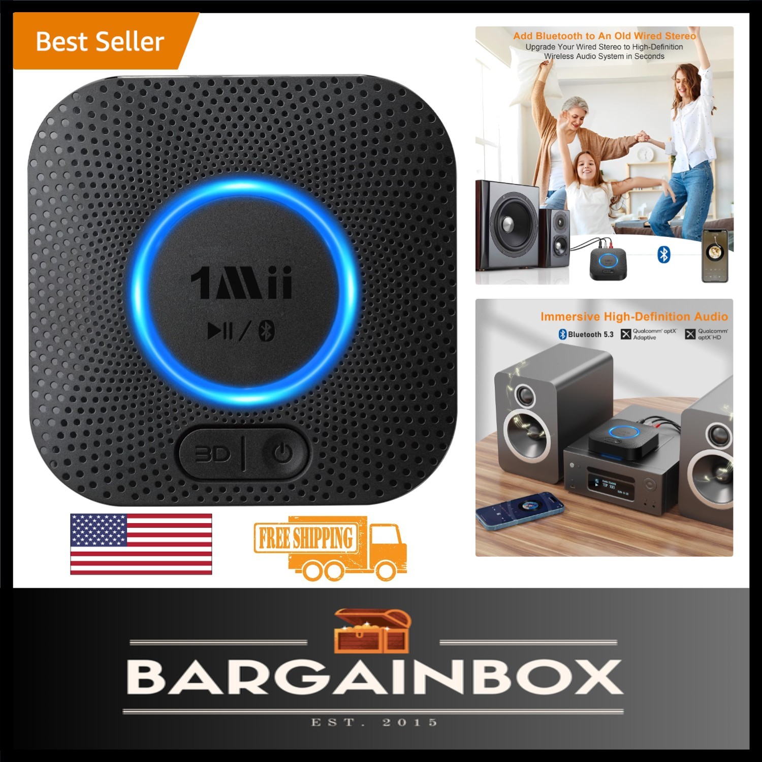 Upgrade Your Home Audio: B06+ Bluetooth Receiver with aptX HD and 98FT Range