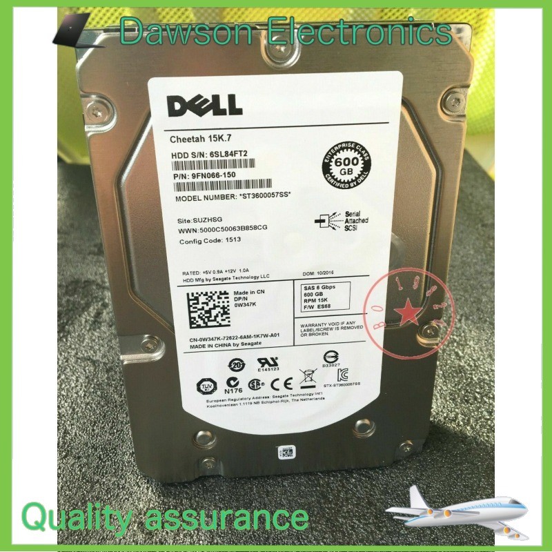 NewDell Original 0W347K W347K 600GB 15000RPM 6Gbps 3.5" SAS HARD DRIVE