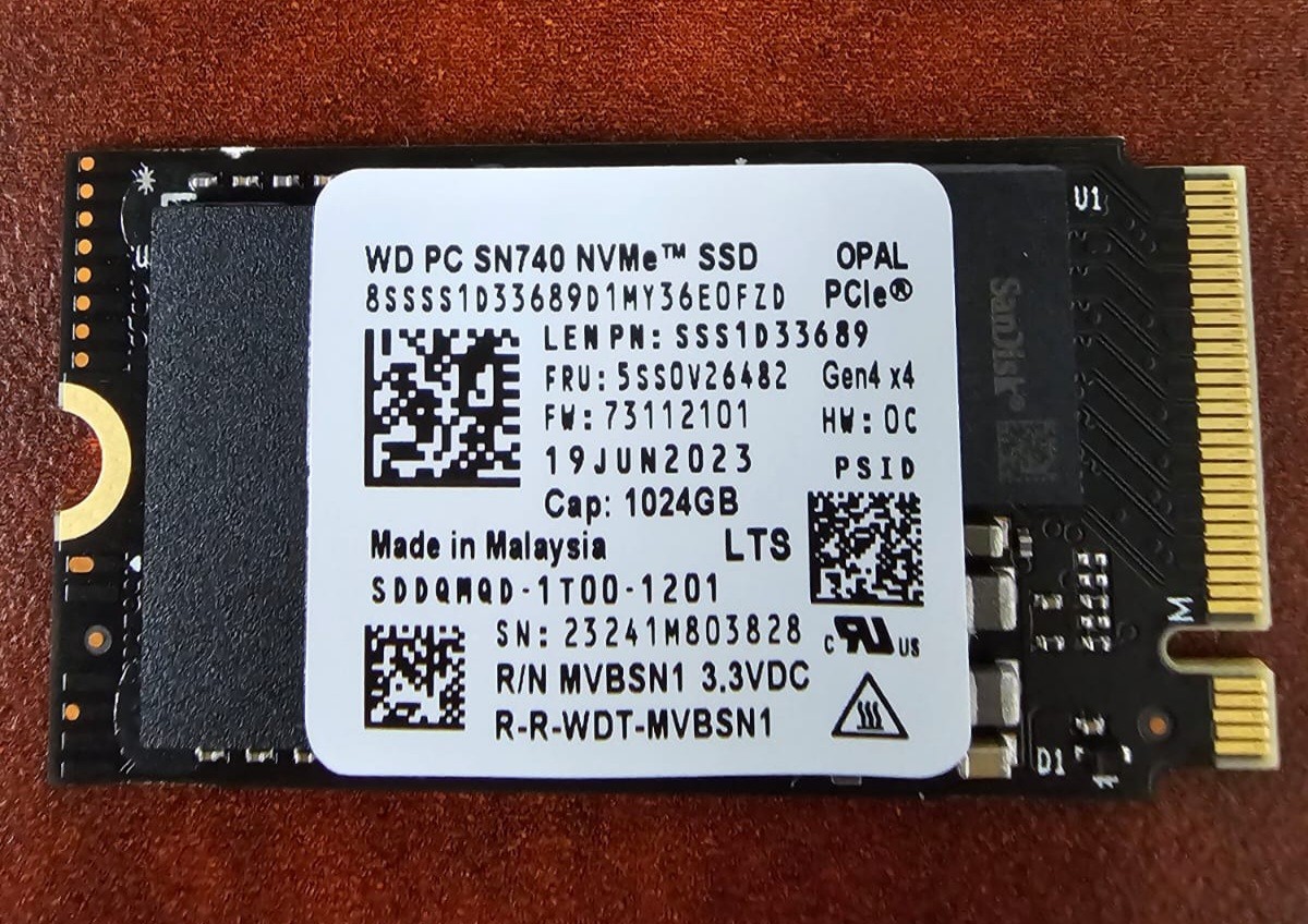 Western Digital PC SN740 1TB M.2 2230 NVMe Internal SSD (SDDQMQD-1T00-1201)