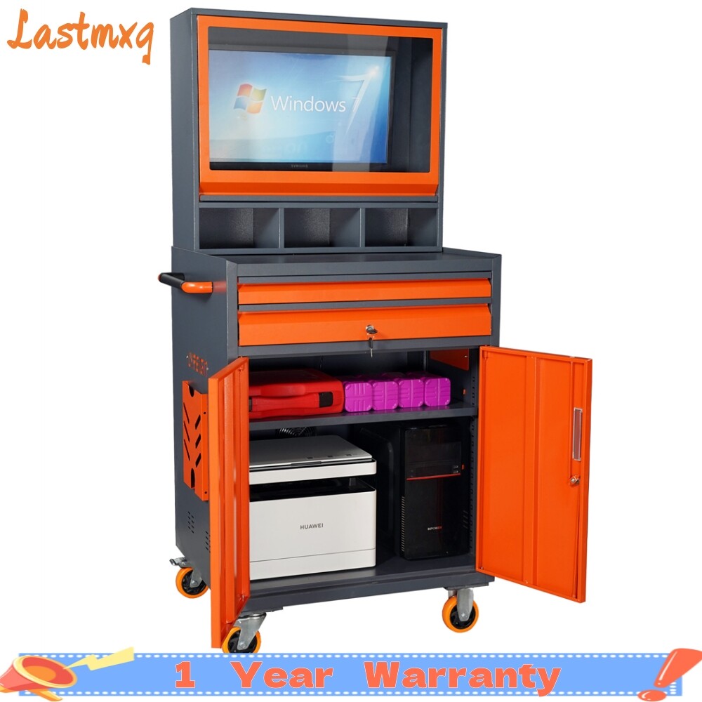 Mobile Industrial PC Cabinet Metal Computer Tool Cabinet Up To 27-inch Monitors