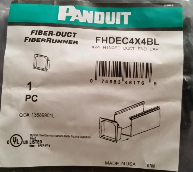PANDUIT FHDEC4X4BL FIBER-DUCT 4 X 4 HINGED DUCT END CAP