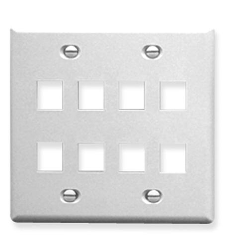 ICC ICC-IC107FD8WH FACEPLATE- FLAT- 2-GANG- 8-PORT- WHITE