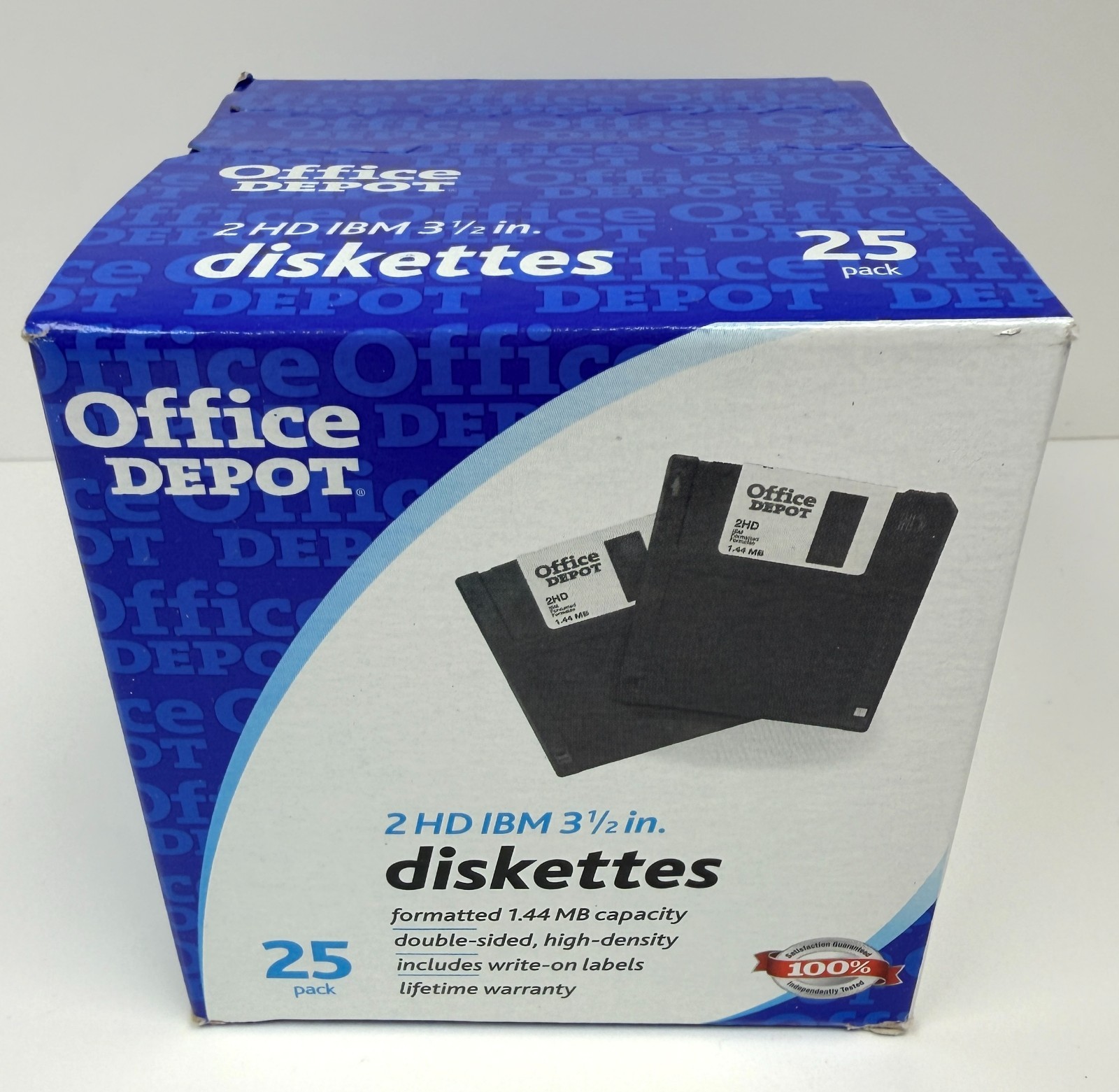 25 Pack Office Depot 3.5 inch 1.44MB 2HD Diskettes IBM Format Static Resist NOS