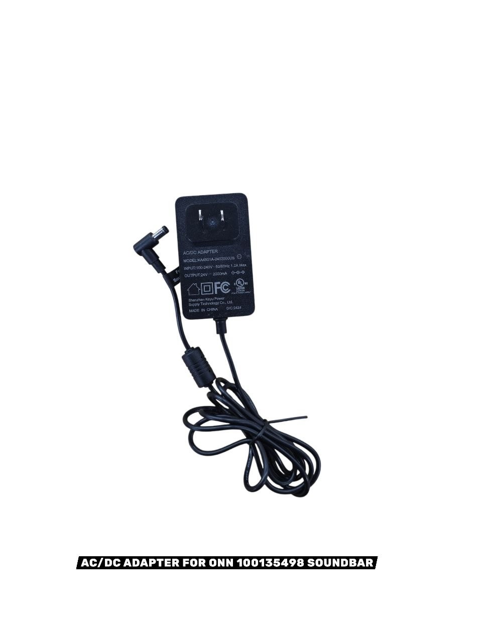 AC/DC Adapter For Onn 5.1 Ultra-Slim (100135498) Soundbar KA4801A-2402000US