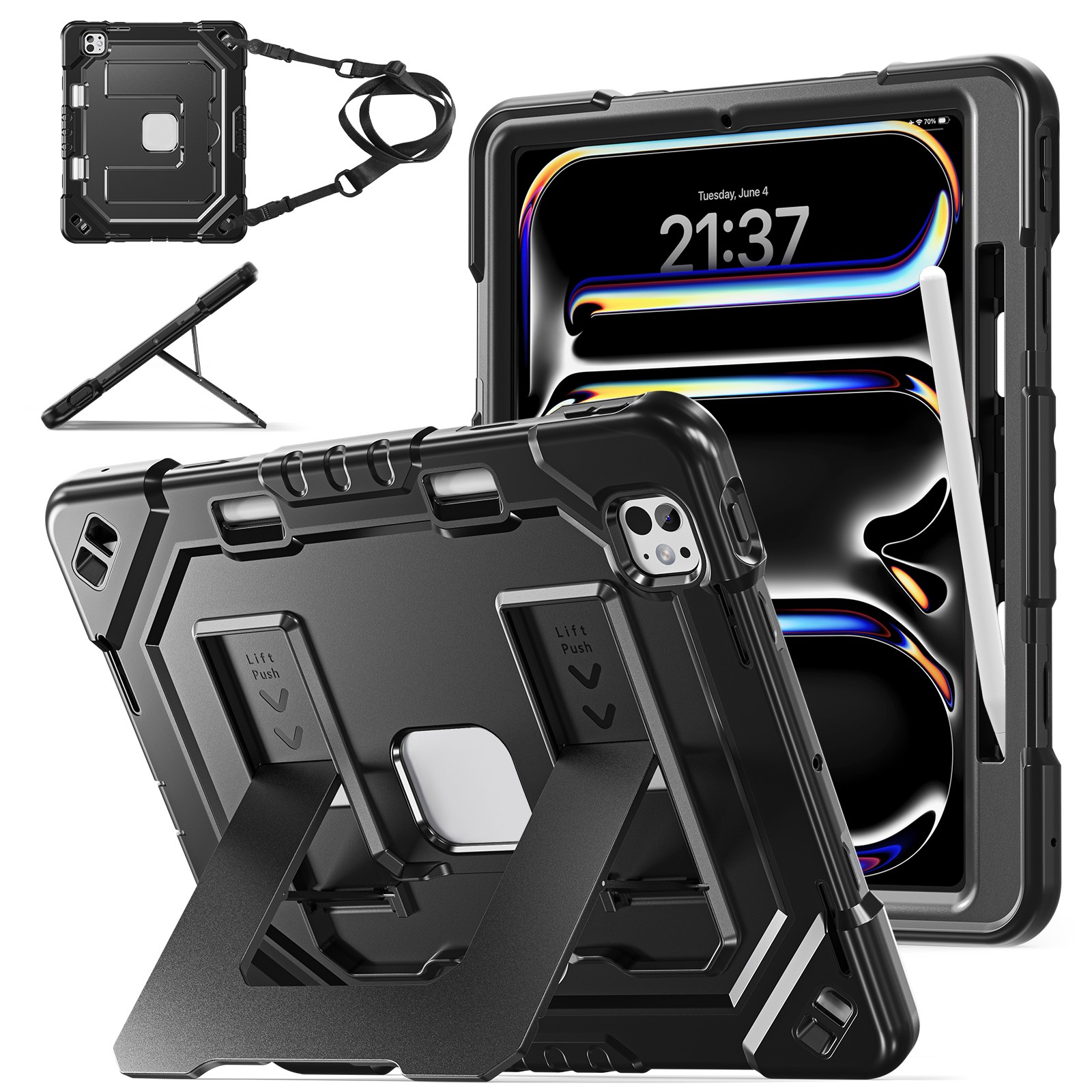 Heavy Duty Shockproof Stand Case Cover for iPad Pro 13" M4 (2024)/M5 (2025)