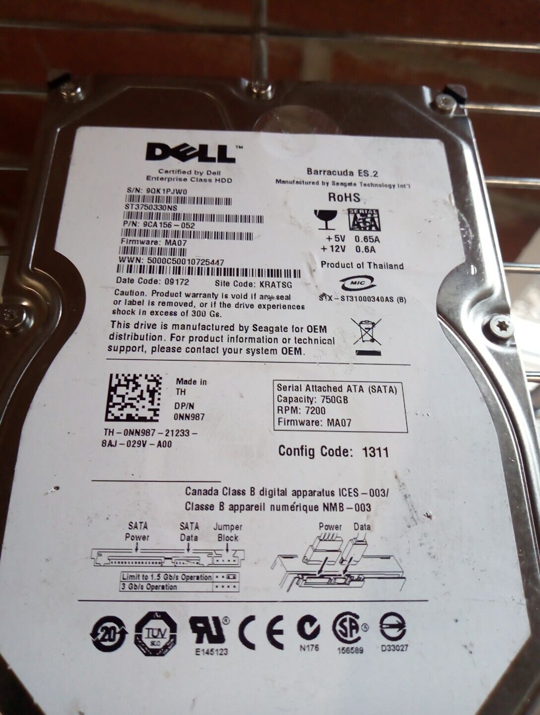 Dell Barracuda ES ST3750330NS 750GB Hard Drive