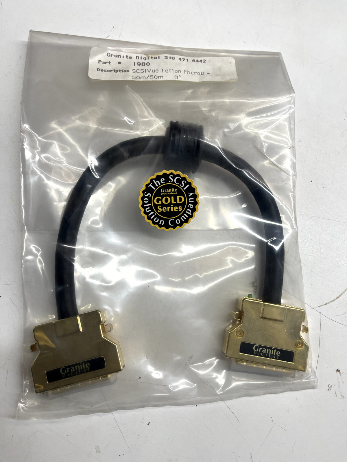 SCSI Gold-Diagnostic Cables - 50 MicroD(m) to 50 MicroD(m) 8 inch.