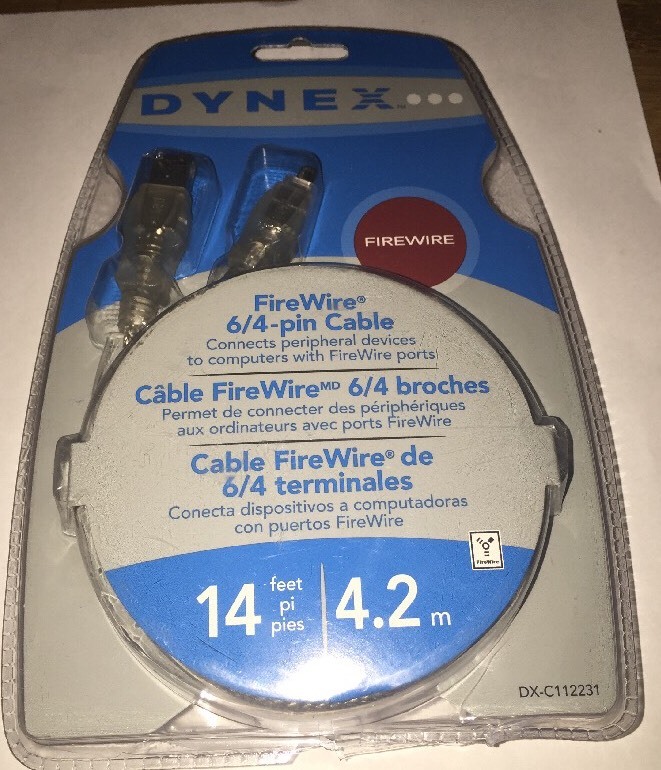 Dynex FireWire 6/4-pin Cable 14 Feet----BRAND NEW IN PACKAGE