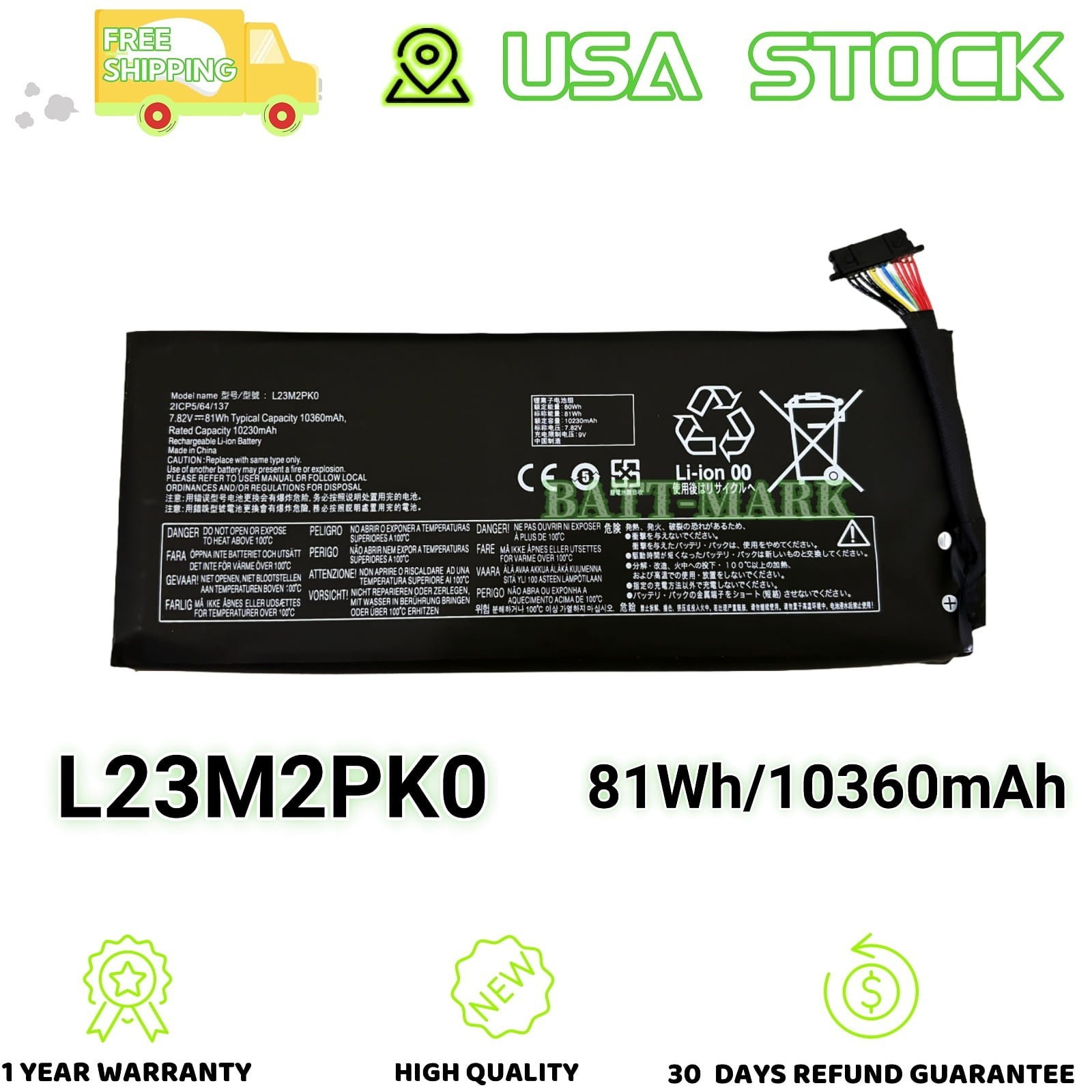 81Wh New L23M2PK0 L23B2PK0 5B11M36298 Battery For Legion Go 8APU1 Handheld PC