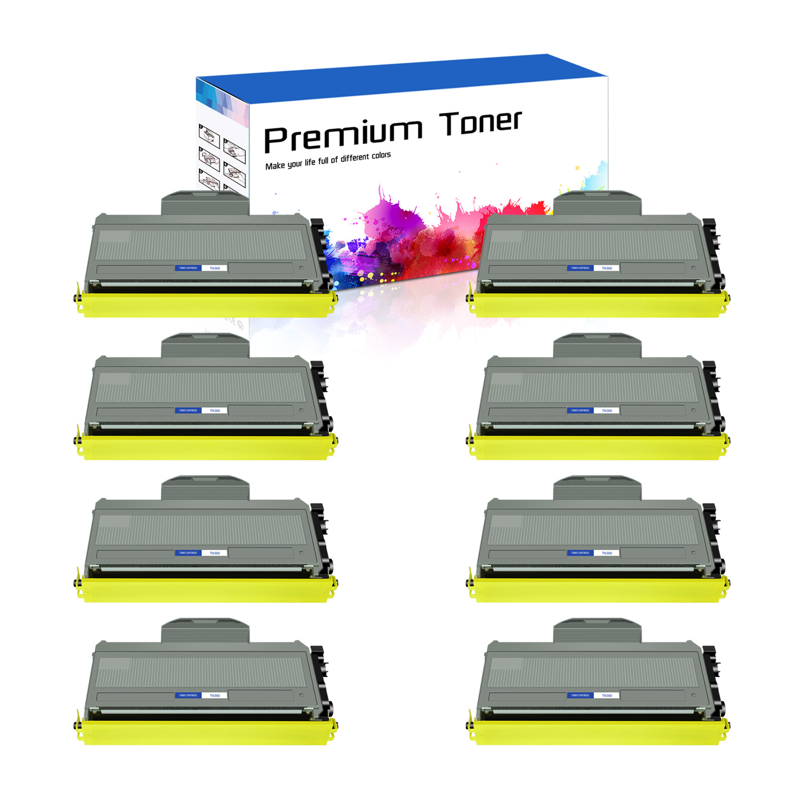 8 Pack Black TN360 Toner Cartridge Fit with Brother HL-2140 2170W MFC-7340 7840