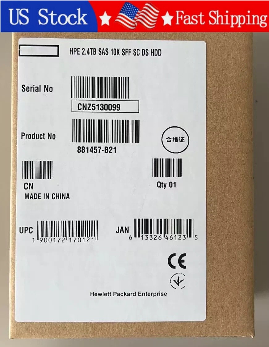 New HPE 881457-B21 2.4TB SAS 12Gb 10K 2.5" SFF 512e DS HDD Hard Drive 881507-001