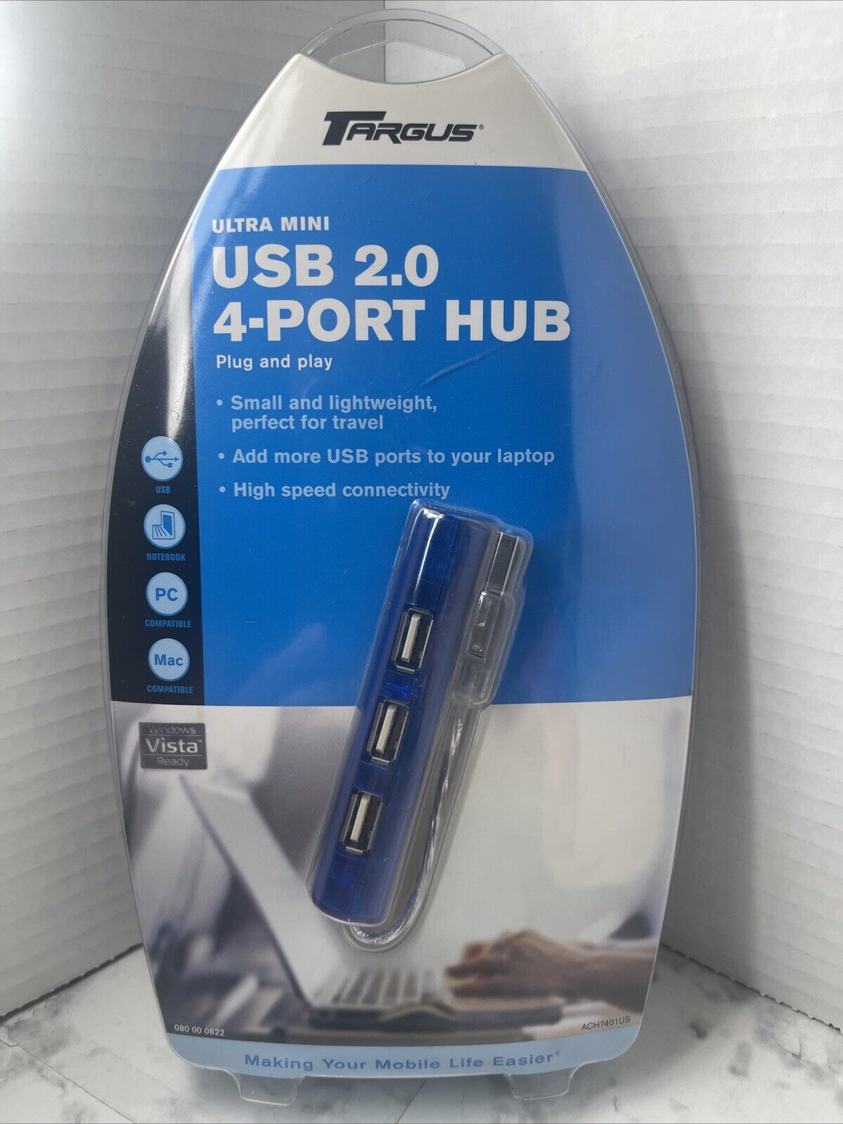 TARGUS Ultra Mini USB 2.0 4-PORT HUB Plug and Play NEW for PC NOTEBOOK MAC