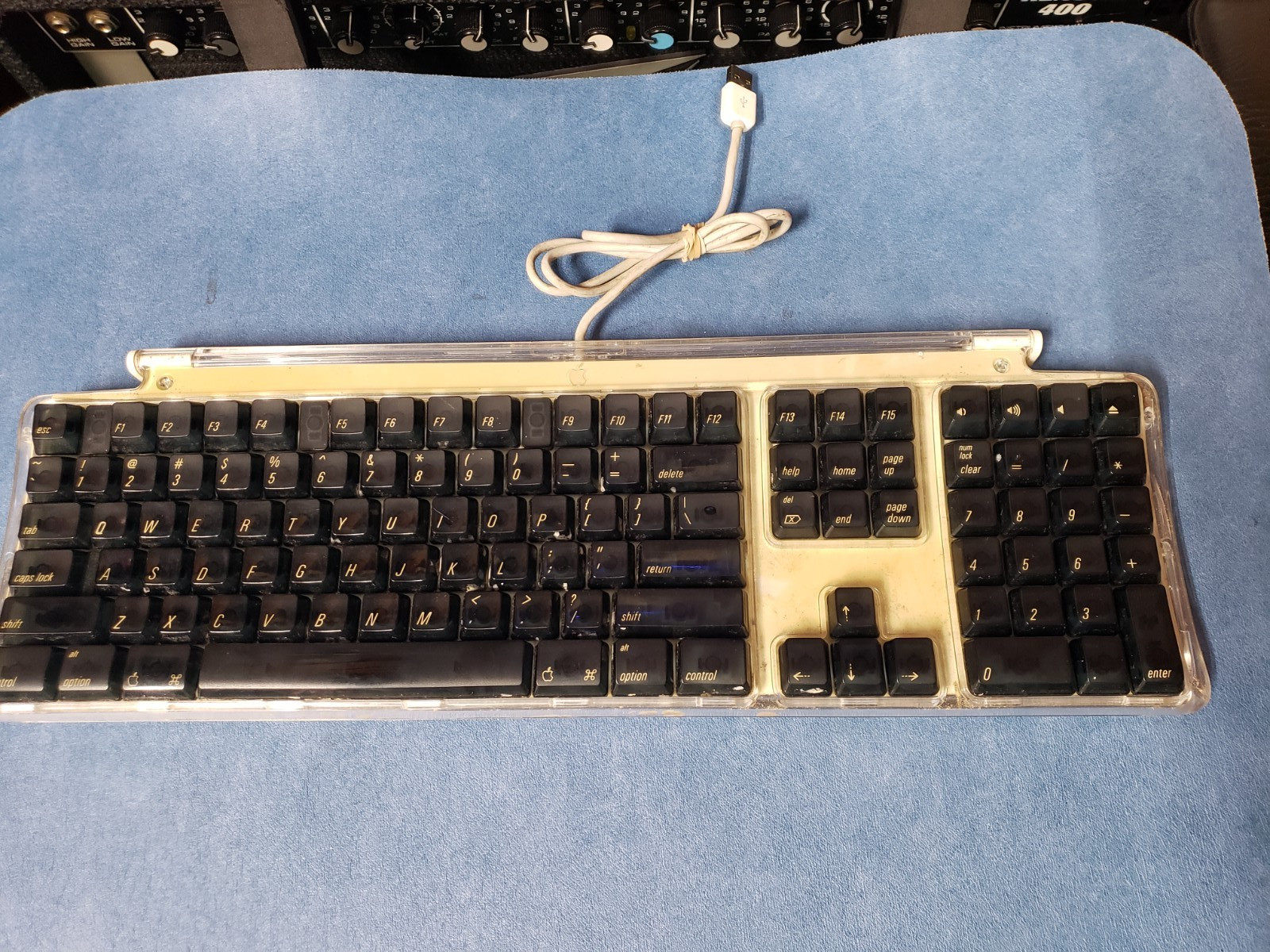 Vintage Apple M7803 Pro USB Wired Keyboard Clear Black 2000
