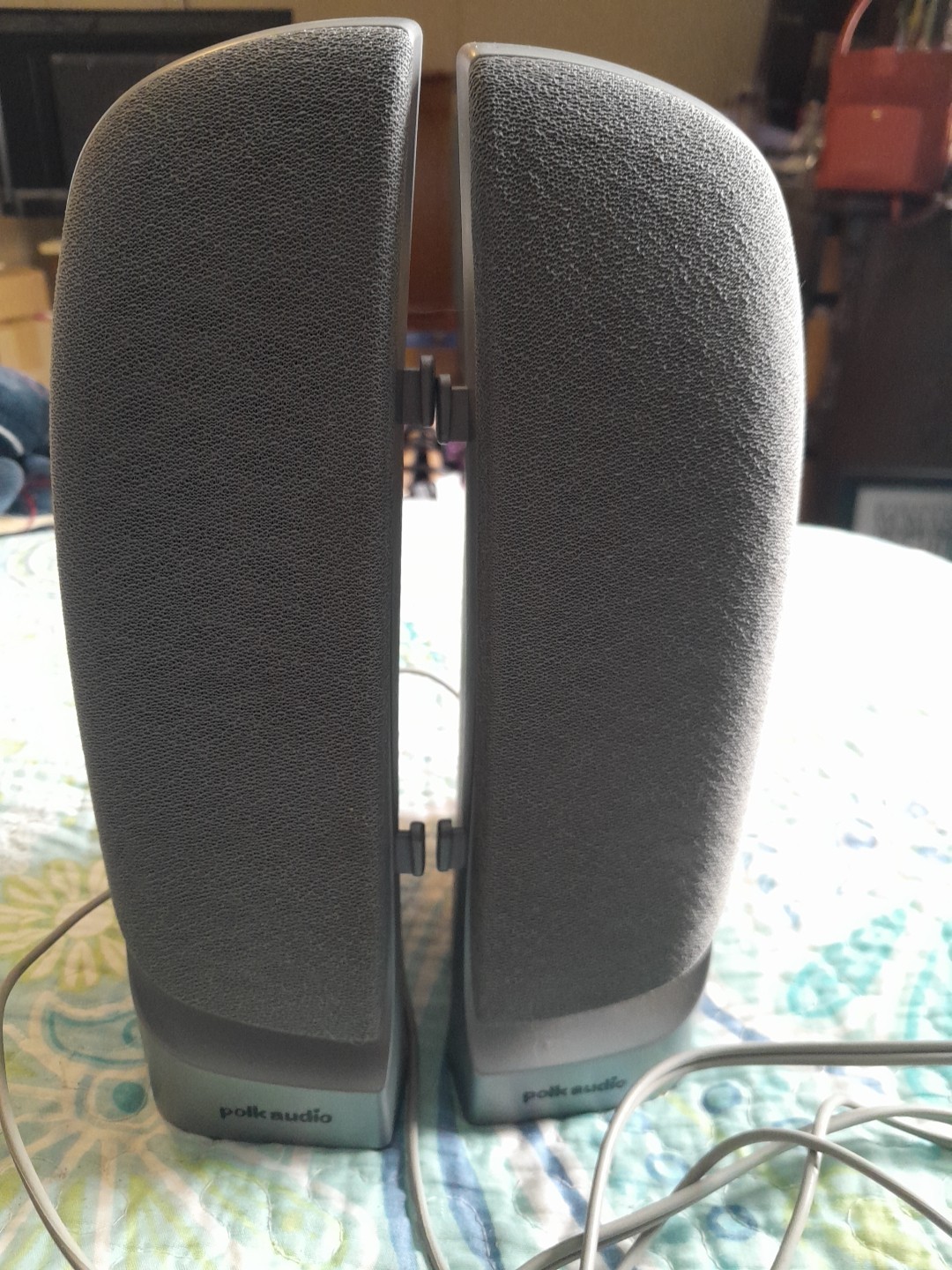 Vintage Polk Audio Computer Speakers Gray 10" Tall