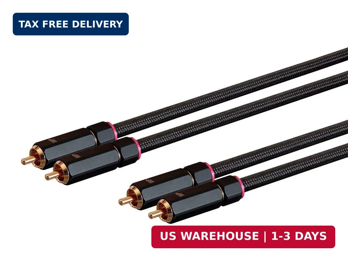 138076 Male RCA Two Channel Stereo Audio Cable - 3 Feet - Black, Gold Plated Con