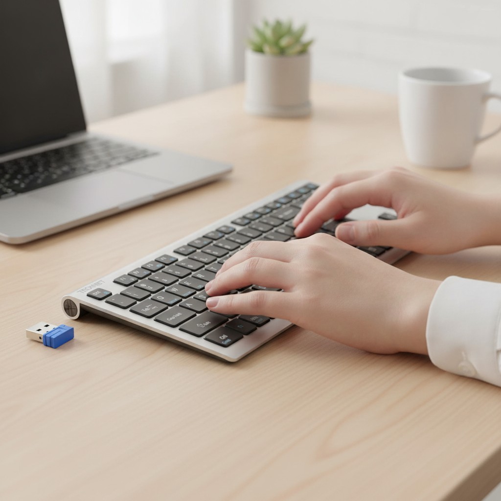 Multi-Device Quiet Keyboard: Rechargeable Bluetooth with Scissor-Switch Design