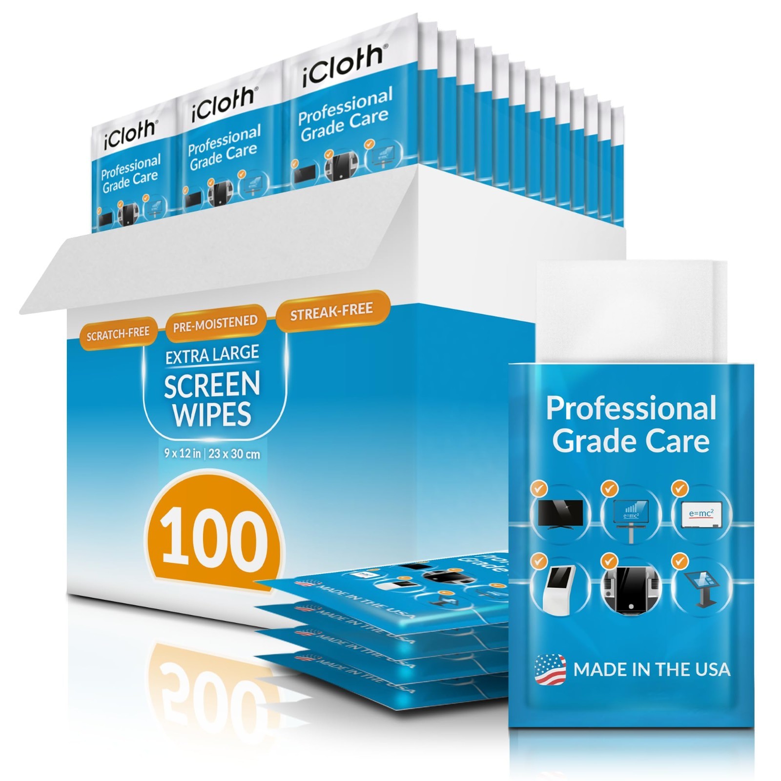 XL Individually Wrapped Screen Cleaning Wipes for TV Monitor LCD LED OLED