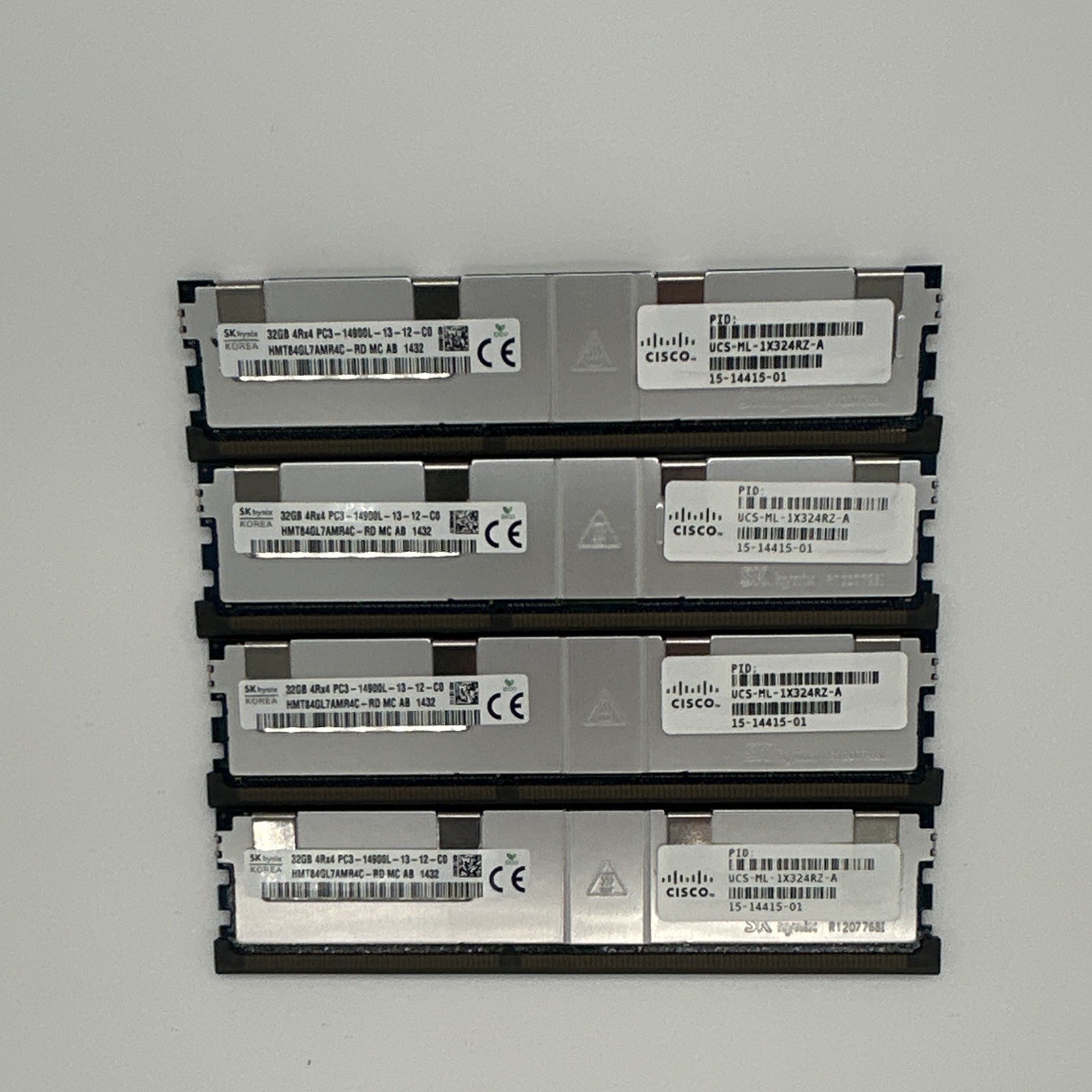 128 GB Lot of 4 SK Hynix 32GB 4Rx4 PC3-14900L Server Memory 14900R DDR3 ECC