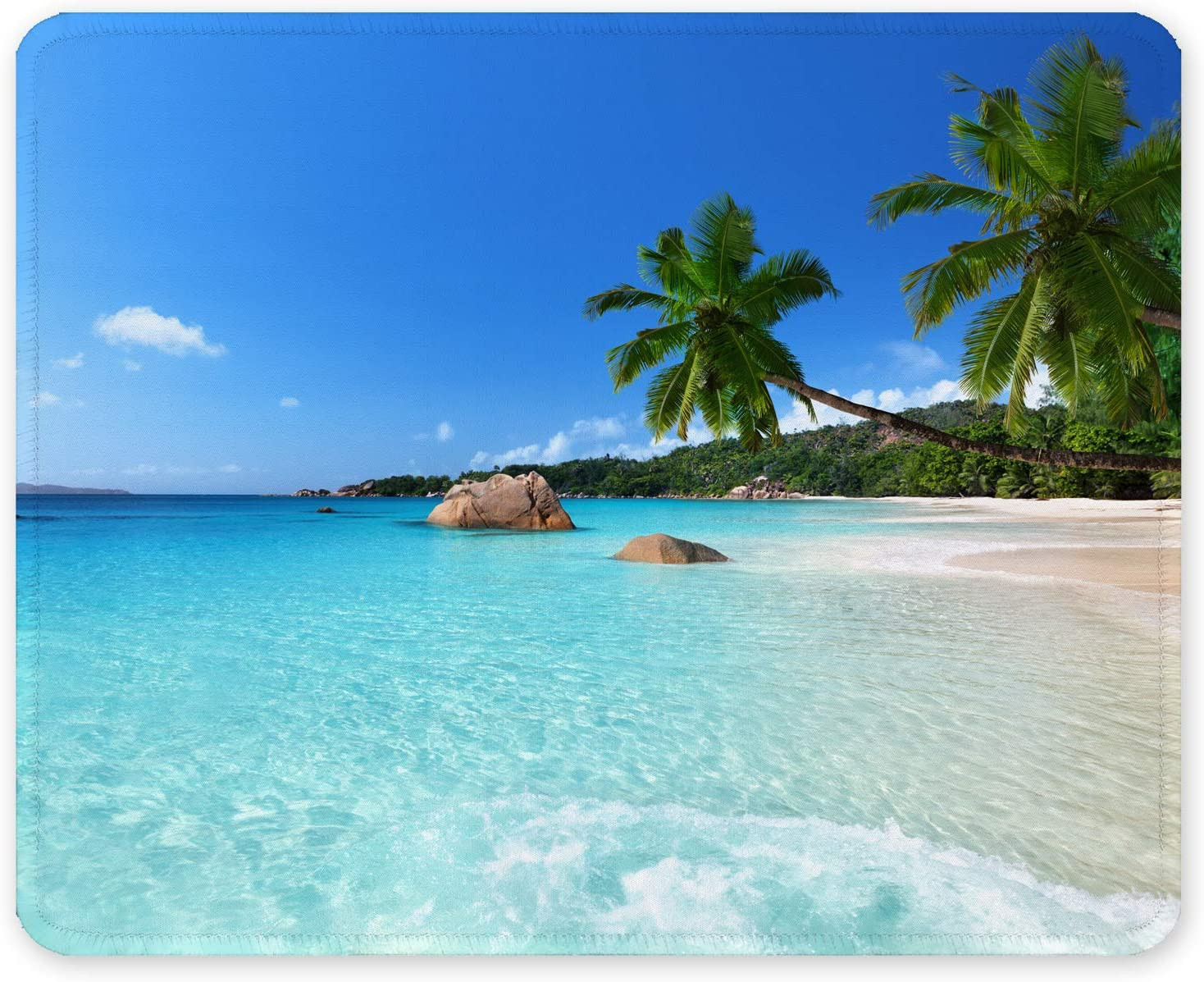 Mouse Pad, 12 X 10 in Summer Beach Theme Computer Mouse Pad for Desk, Premium-Te