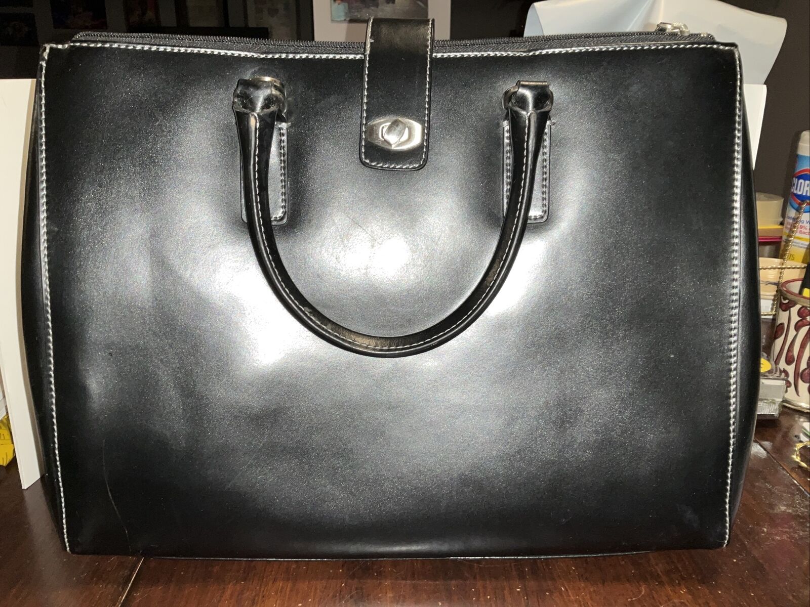 Franklin Covey By Heritage Industries Briefcase/lap Top Shoulder Tote Bag Black 