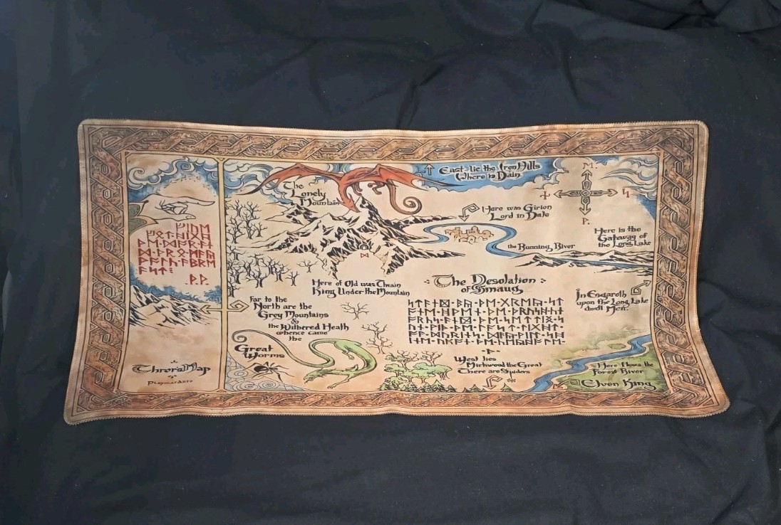 Thror's Map Lord of the Rings Desk Mat, Middle Earth LOTR Mouse Pad, Tolkien