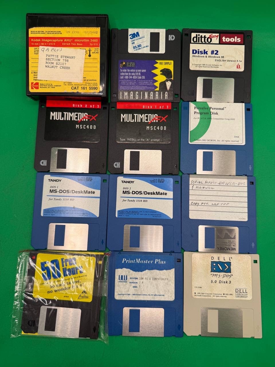 Lot of Vintage 3.5 Floppy Disks QAPlus Diagsoft MultimediaFX PrintMaster Dell RE