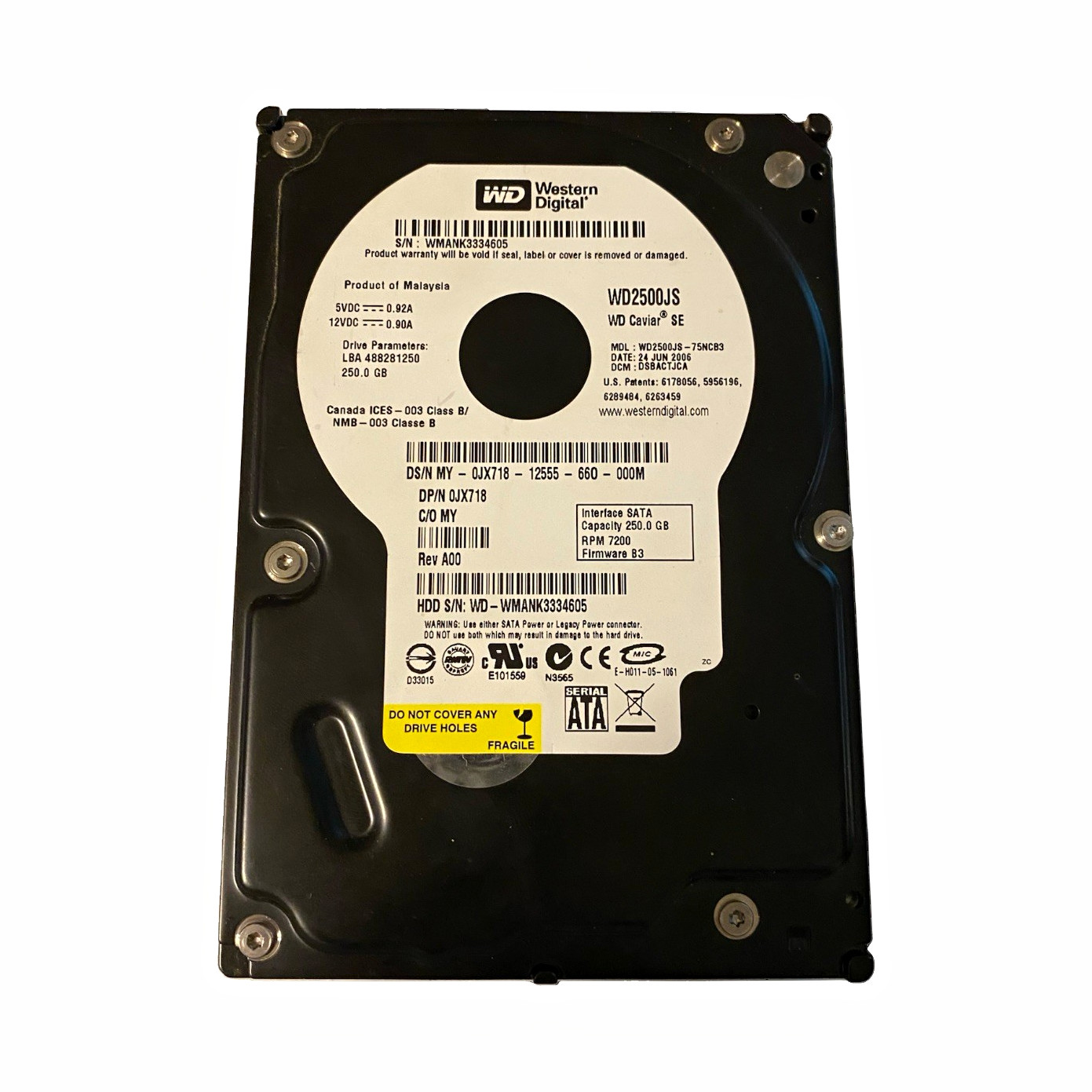 Western Digital Caviar SE WD2500JS 250GB 3.5" SATA II HDD 7200RPM 8MB