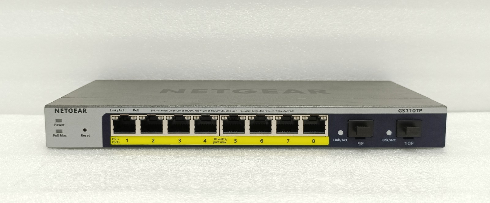 NETGEAR GS110TPv3 8 Port Gigabit PoE+ Ethernet Smart Switch 2 SFP GS110TP Used