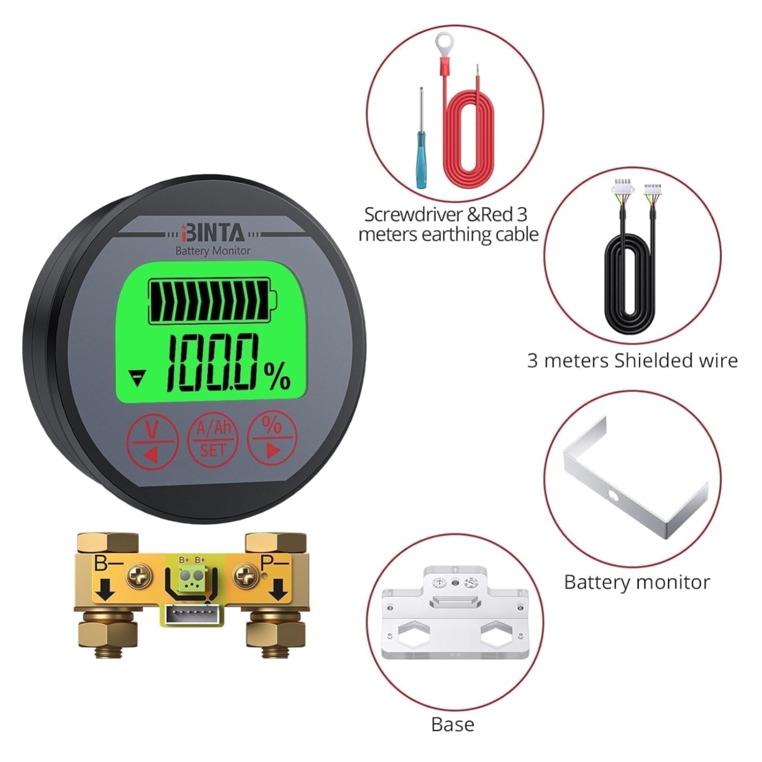 Universal Battery Monitor 8-120V 0-150A | Backlit Display