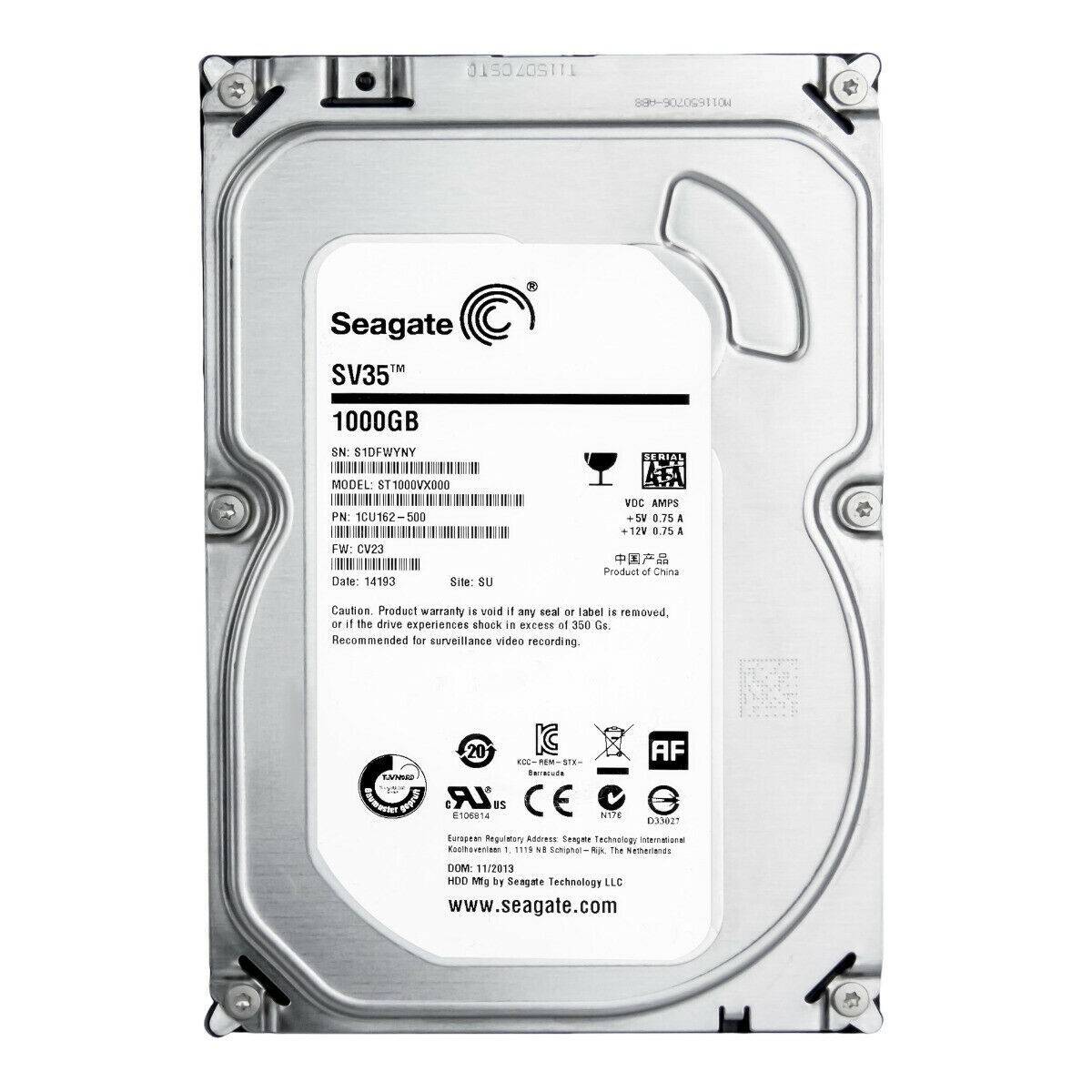 FOR FIT Seagate SV35 ST1000VX000 1TB 7200RPM 64MB Cache SATA 6.0Gb/s 3.5" HDD