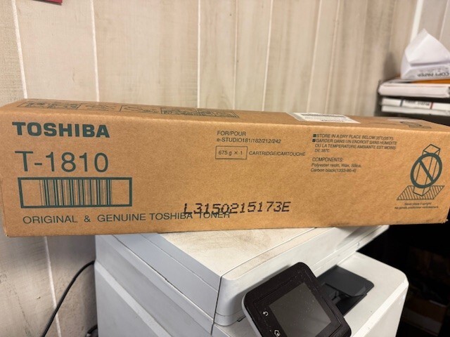 New OEM Sealed Toshiba T-1810 Black Toner Cartridge. NEW SEALED BOX