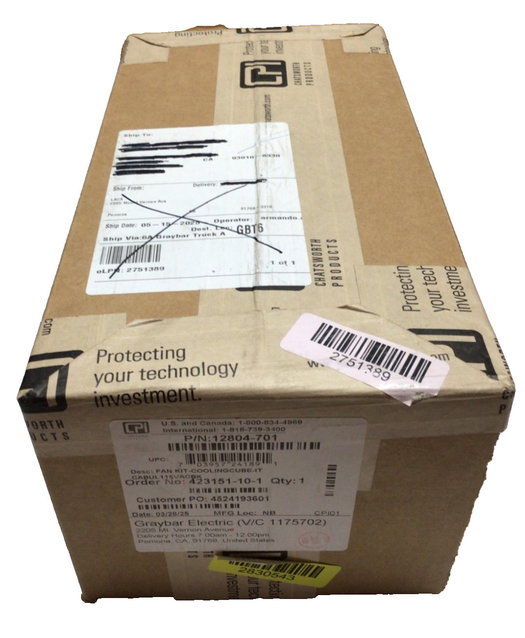 CPI Chatsworth Products Inc 12804-701  Cube-IT Cooling Fan Kit 115VAC new
