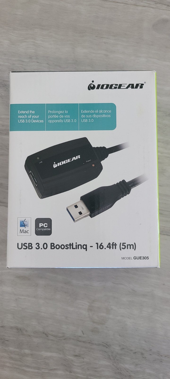 NEW, IOGEAR, GUE305, 16.4ft USB 3.0 BoostLinq Cable