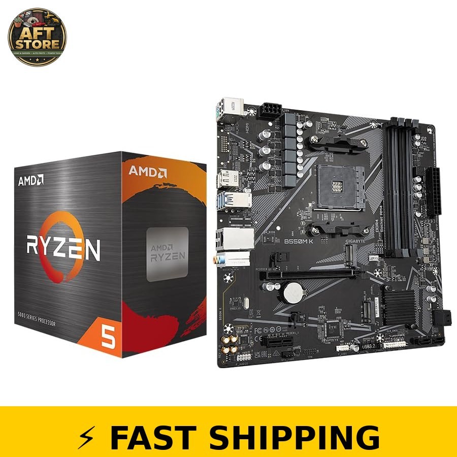 Micro Center AMD Ryzen 5 5500 & GIGABYTE B550M K Micro-ATX Motherboard