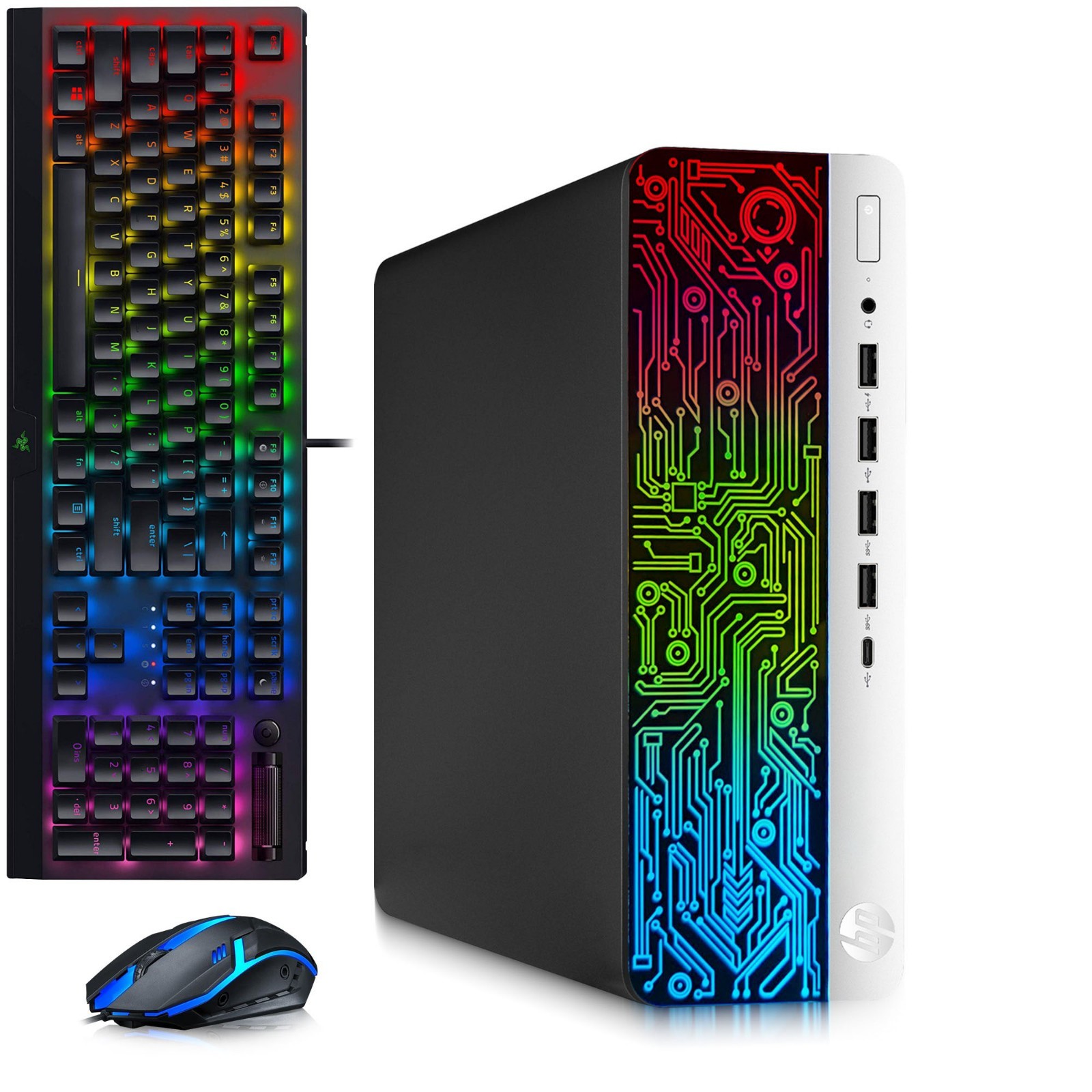 HP 600 G3 RGB Gaming PC i5-7th 32GB RAM 1TB SSD 1TB HDD AMD RX550 RGB-KB&M Win11