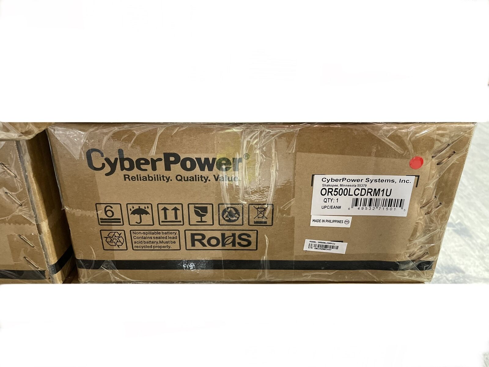 NEW CYBERPOWER OR500LCDRM1U OFFICE RACKMOUNT LCD SERIES 500VA UPS 6-OUTLETS