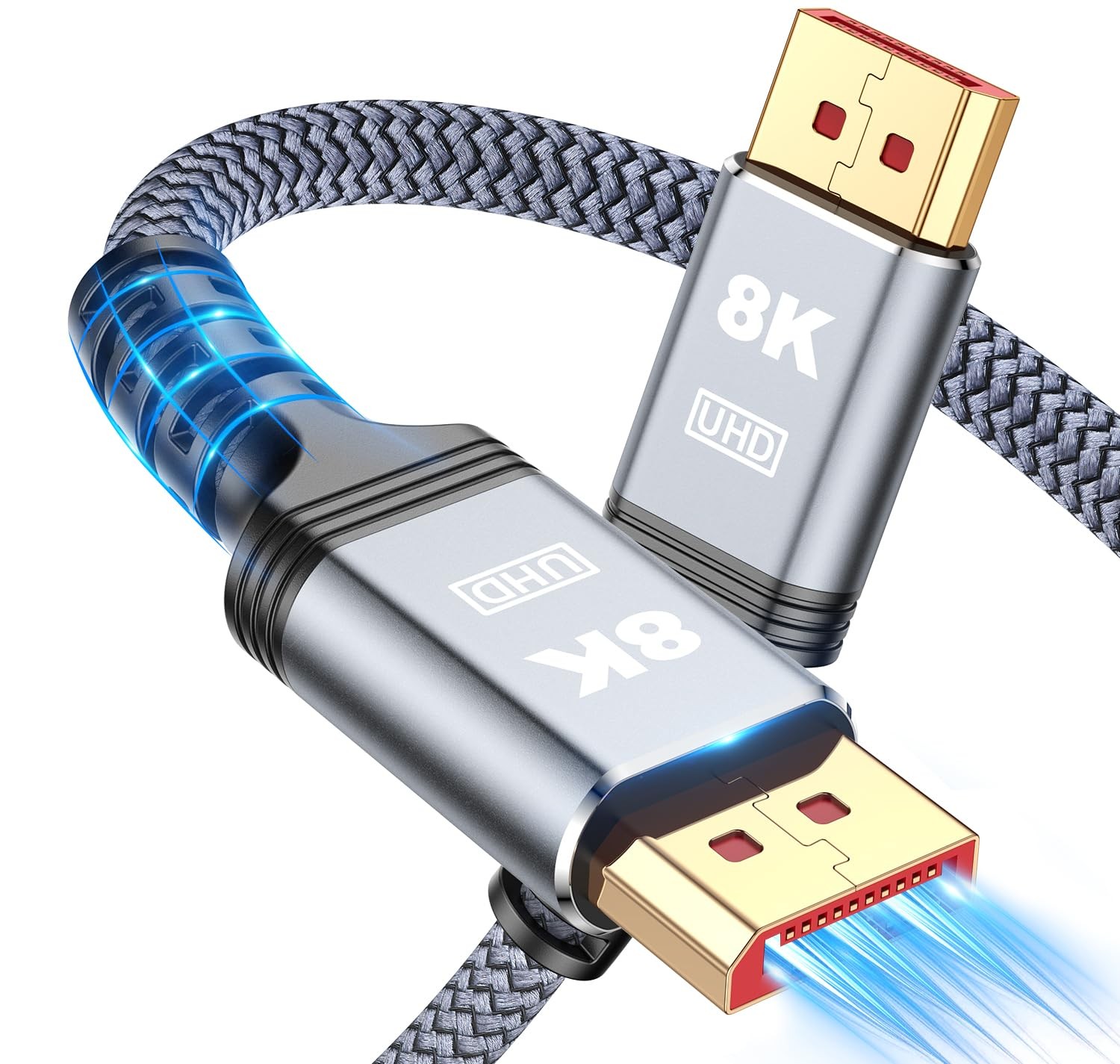DisplayPort 1.4 Cable VESA Certified 8K 4K 2K 32.4Gbps 3.3ft Grey
